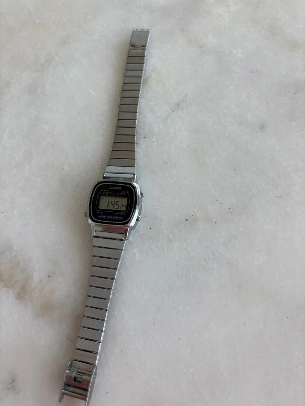 Casio Silver Digital Watch with Black Face